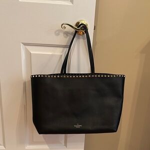 Valentino Rockstud Black Tote with Gold Studs